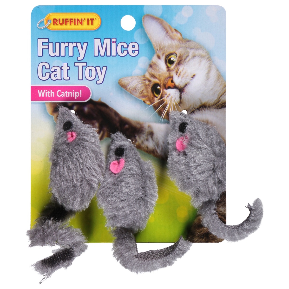 slide 1 of 1, Meow Moments Ruffin It Furry Mice Cat Toy With Catnip, 3 ct