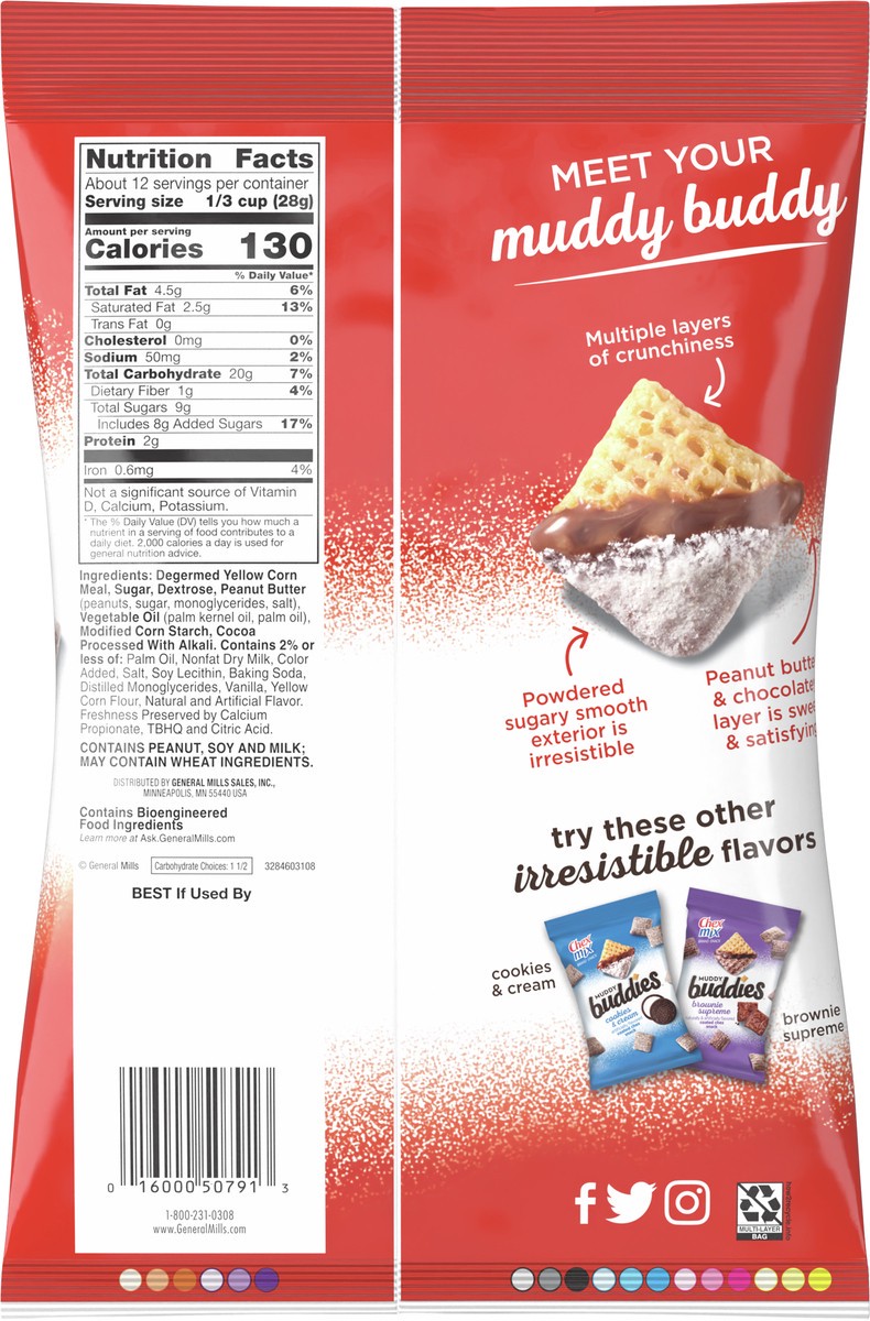 slide 4 of 8, Chex Mix Muddy Buddies, Peanut Butter and Chocolate, Snack Bag, 11.75 oz, 11.75 oz