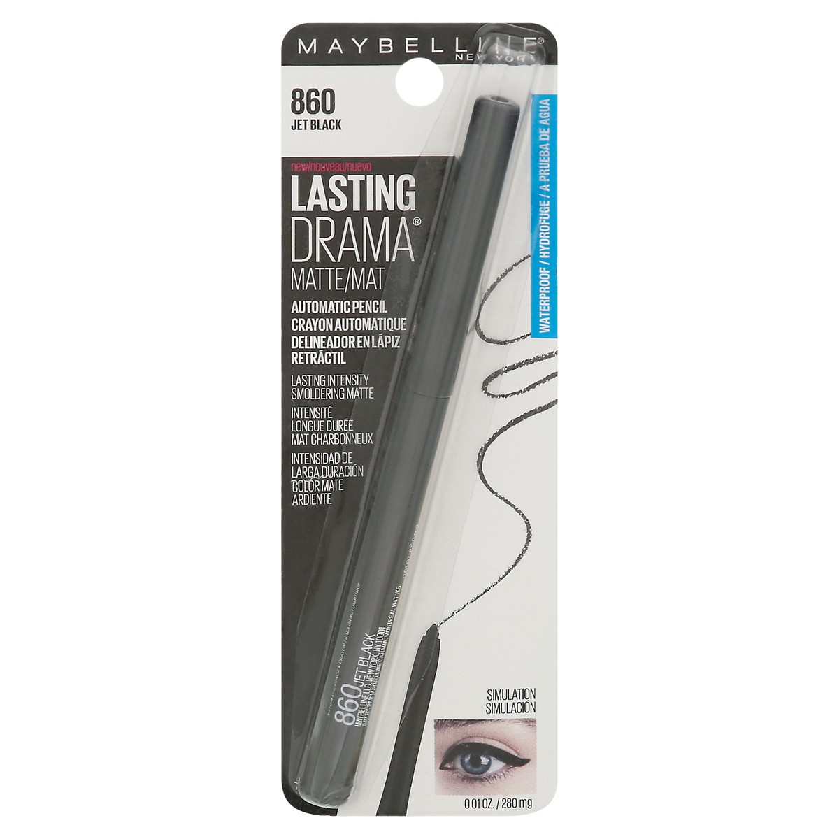 slide 1 of 11, Maybelline Lasting Drama Jet Black Matte Waterproof Automatic Pencil 0.01 oz, 0.01 oz