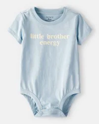 Carters Baby Boy 'Little Brother Energy' Short-Sleeve Graphic Bodysuit - Blue Blue 12M