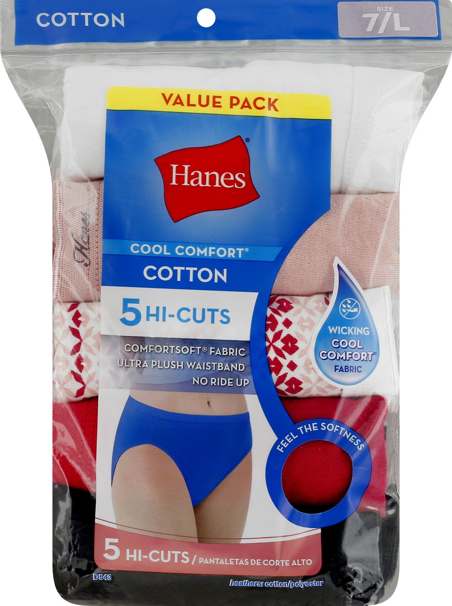 slide 7 of 10, Hanes Cool Comfort Value Pack Size 7/L Cotton Hi-Cuts 5 ea, 5 ct