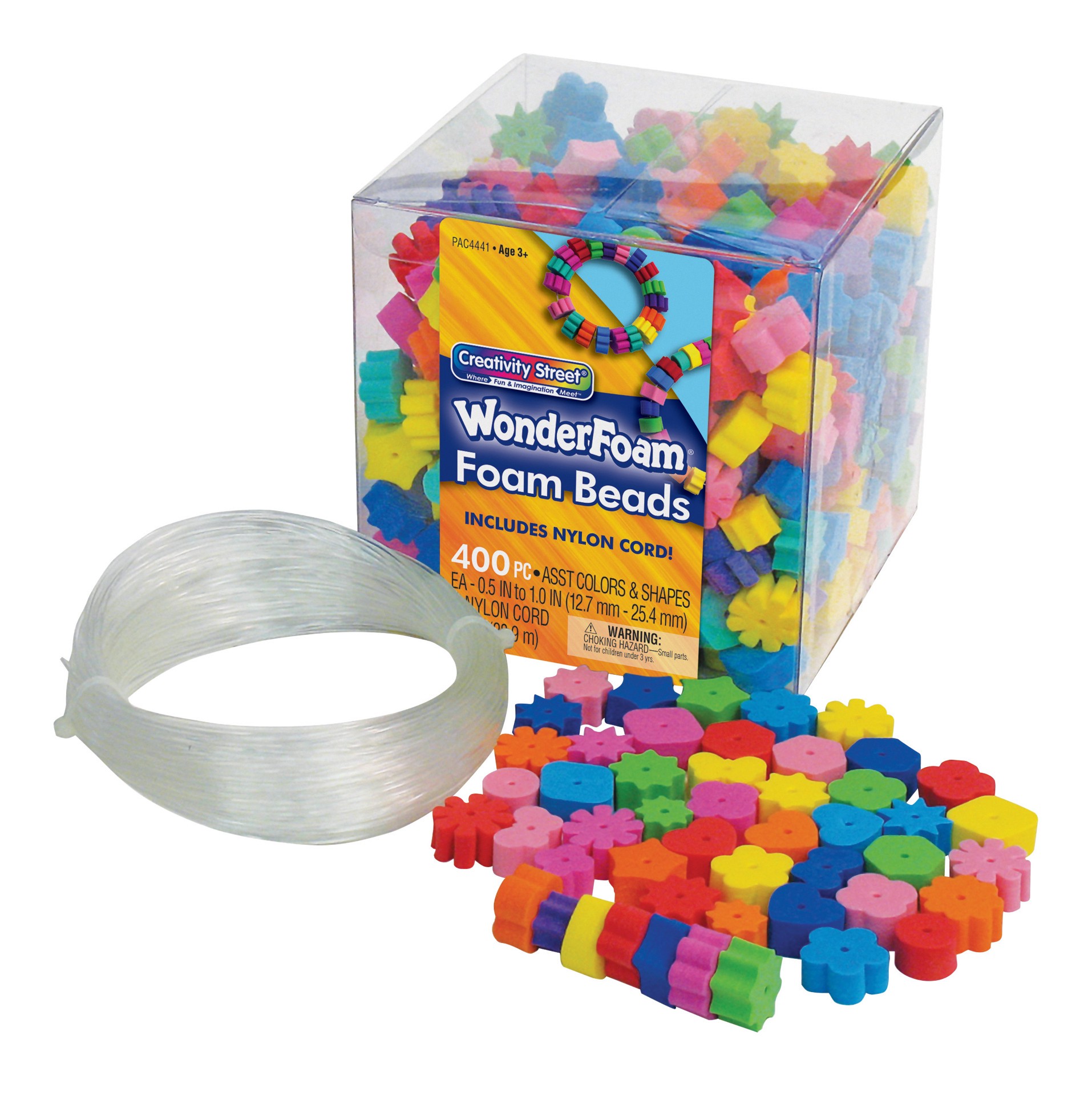 slide 1 of 1, Creativity Street  WonderFoam Beads, Assorted Colors,  1/2" to 1", 400 Pieces, 400 ct