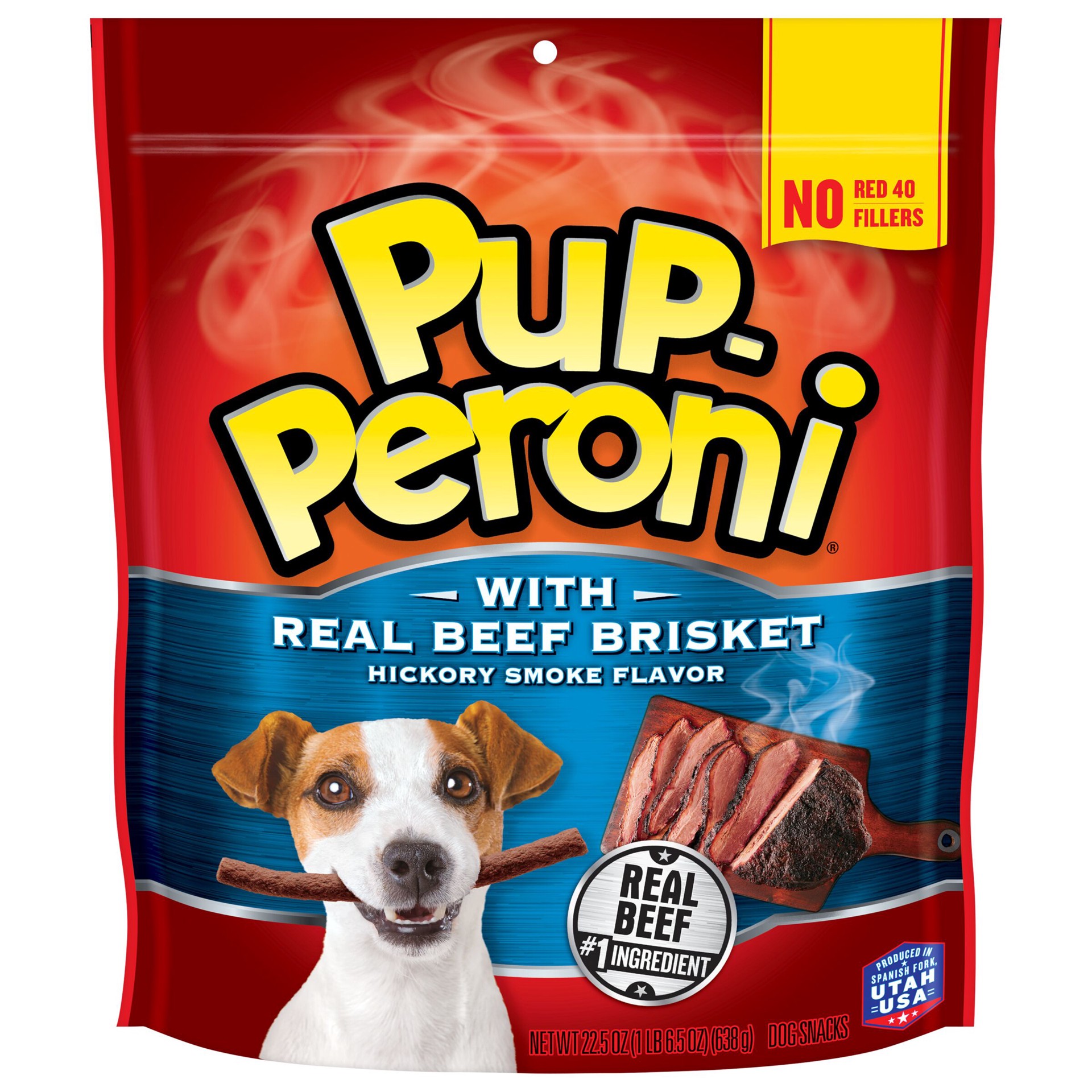 slide 1 of 9, Pup-Peroni Real Beef Brisket With Hickory Smoke Flavor Dog Treats, 22.5oz Bag, 22.5 oz