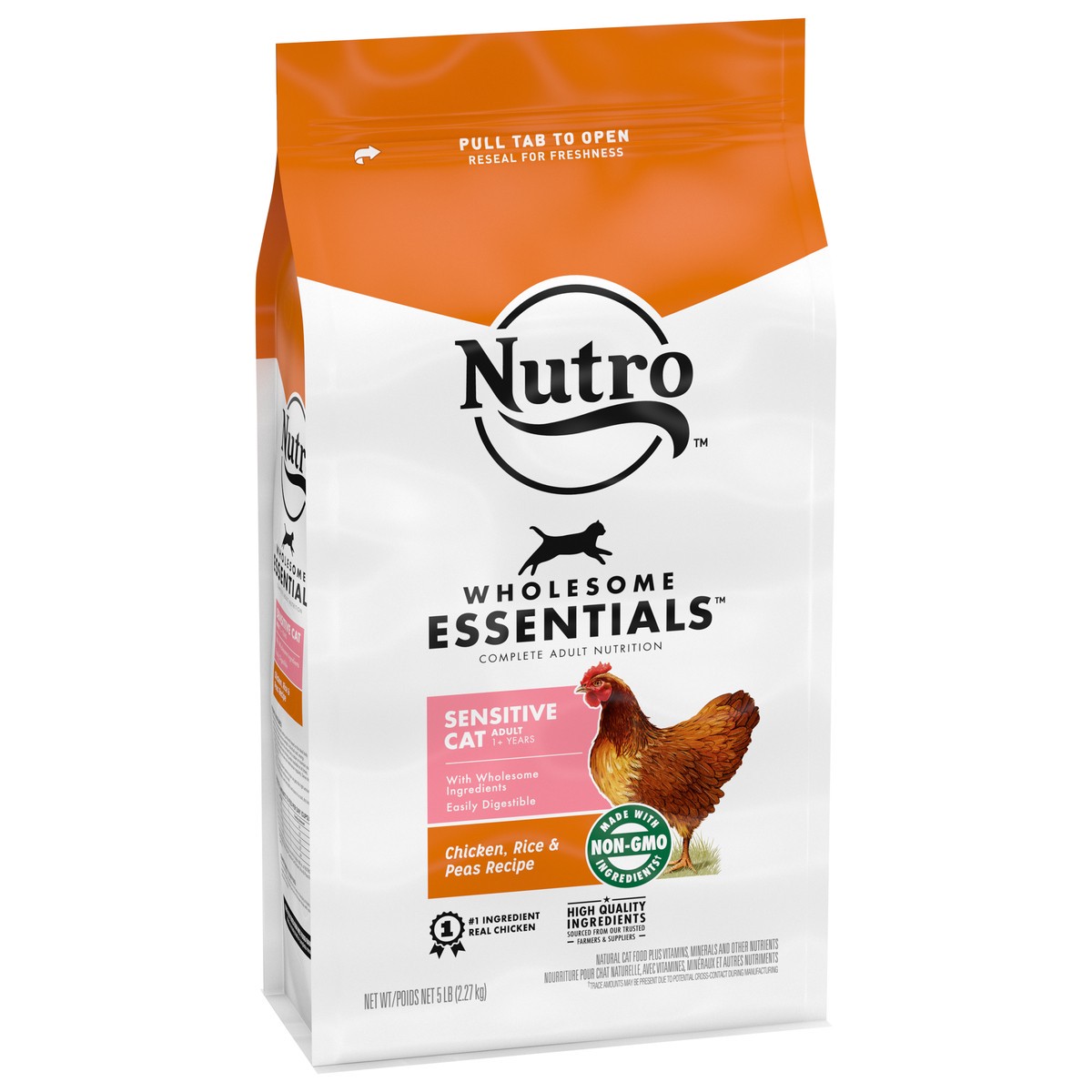 slide 3 of 9, Nutro Wholesome Essentials Adult 1+ Years Enhanced Care Sensitive Chicken Rice & Peas Recipe Cat Food 5 lb, 5 lb