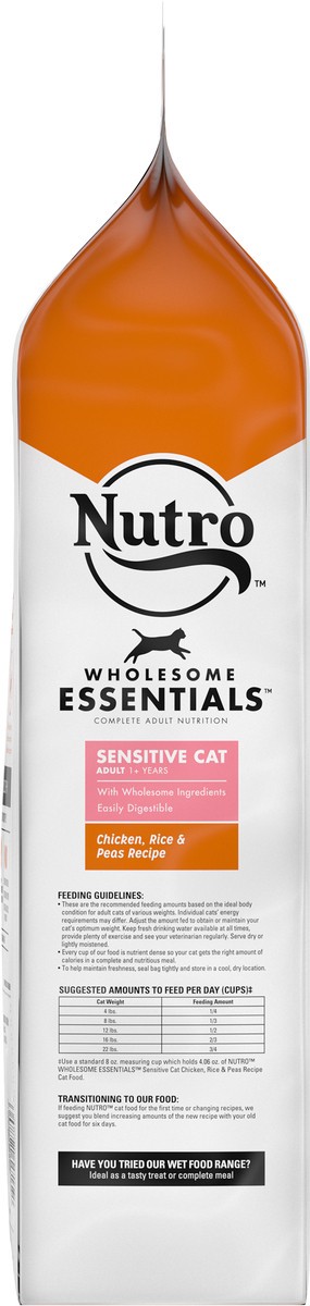 slide 9 of 9, Nutro Wholesome Essentials Adult 1+ Years Enhanced Care Sensitive Chicken Rice & Peas Recipe Cat Food 5 lb, 5 lb