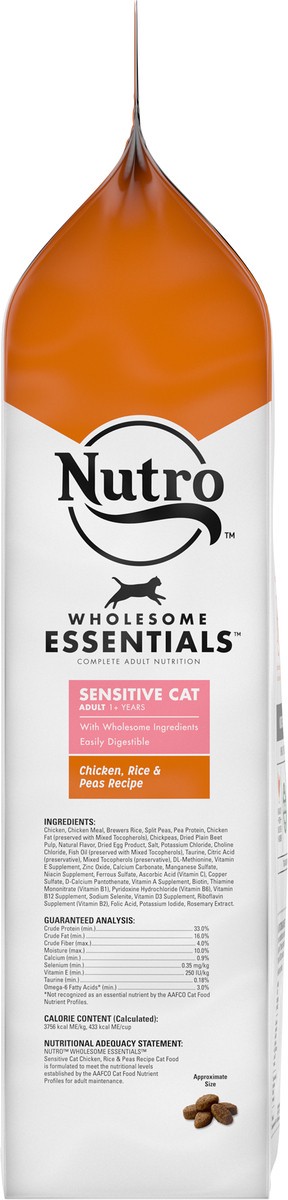 slide 5 of 9, Nutro Wholesome Essentials Adult 1+ Years Enhanced Care Sensitive Chicken Rice & Peas Recipe Cat Food 5 lb, 5 lb