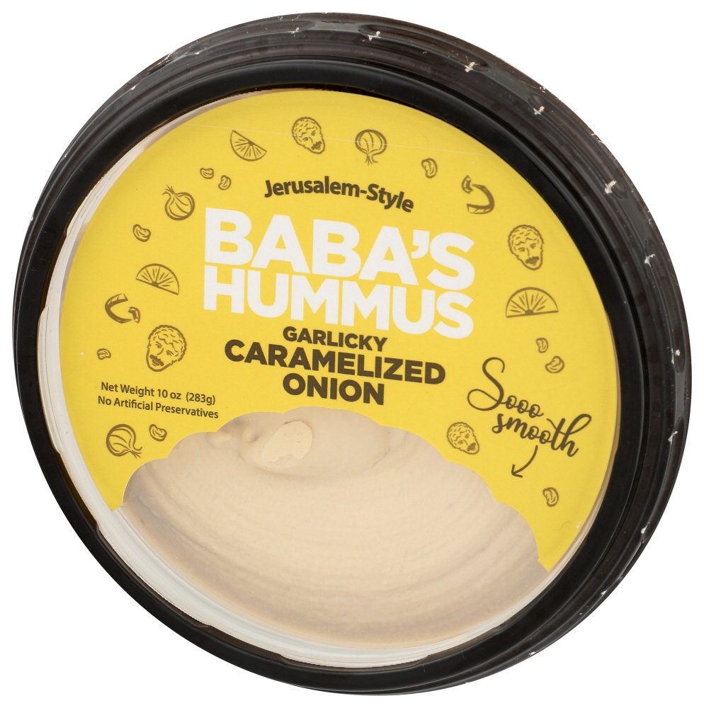 slide 1 of 2, Baba's Garlic And Caramelized Onions Hummus, 10 oz