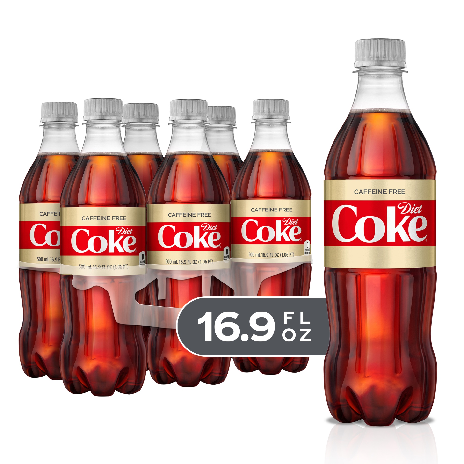 slide 1 of 9, Diet Coke Caffeine-Free Bottles, 16.9 fl oz, 6 Pack, 6 ct; 16.9 fl oz