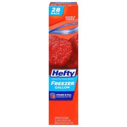 Hefty Double Zipper Freezer Gallon Press to Close Bags 28 Bags