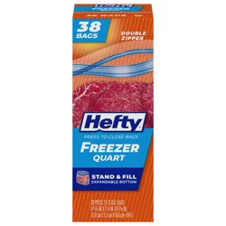 Hefty Double Zipper Freezer Quart Press to Close Bags 38 Bags