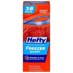 Hefty Double Zipper Freezer Quart Press to Close Bags 38 Bags