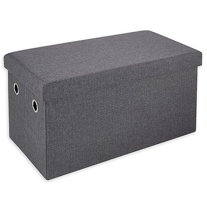 slide 1 of 1, Simply Essential Folding Storage Bench - Charcoal Grey, 28 in