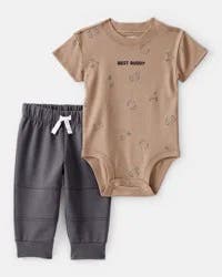 Carter's Baby Boy 'Best Buddy' Bodysuit & Jogger Set - Brown, 12M