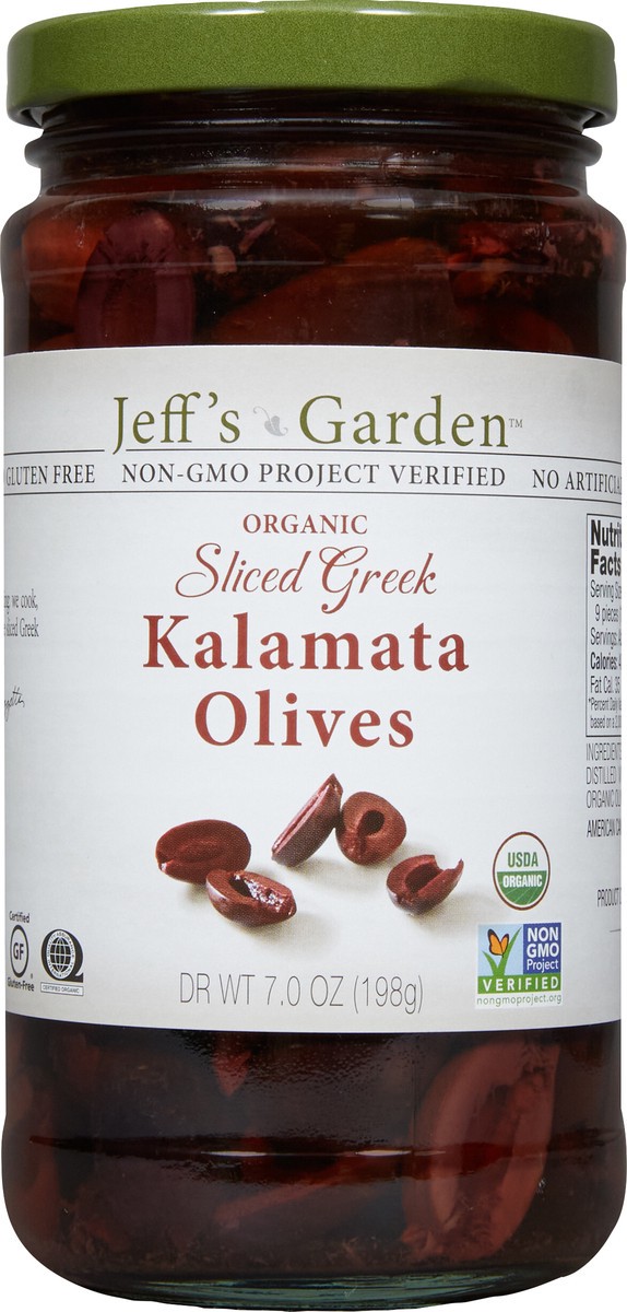 slide 4 of 7, Jeff's Garden Organic Sliced Greek Kalamata Olives, 7 oz Dr. Wt., 7 oz