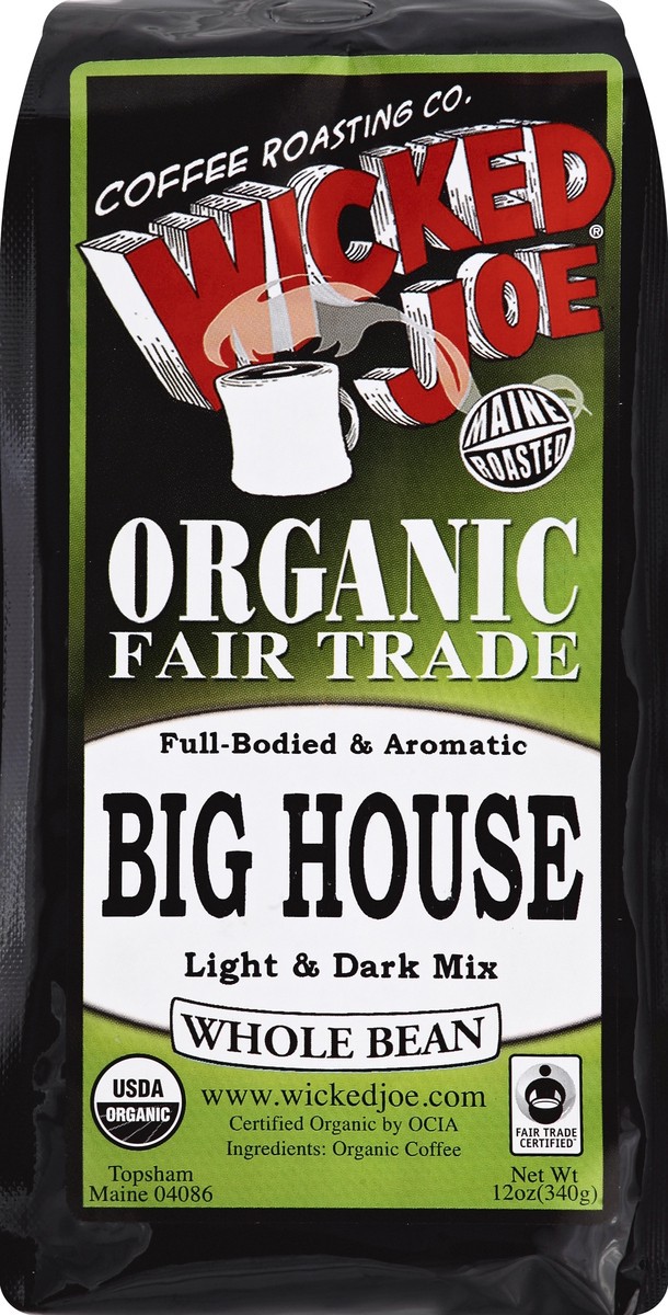 slide 4 of 5, Wicked Joe Coffee Co. Organic Whole Bean Coffee, Big House, Light & Dark Mix, 12 oz