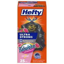 Hefty Ultra Strong 30 Gallon Multipurpose Fabuloso Watermelon Large Drawstring Trash Bags - 25 Bags