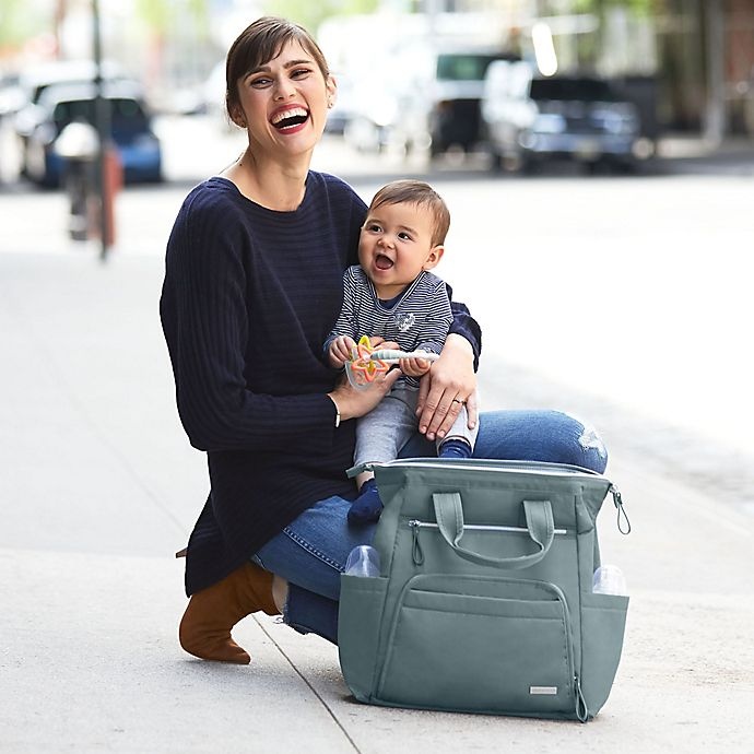 slide 3 of 8, Skip Hop SKIP*HOP Mainframe Wide Open Diaper Backpack - Silver, 1 ct