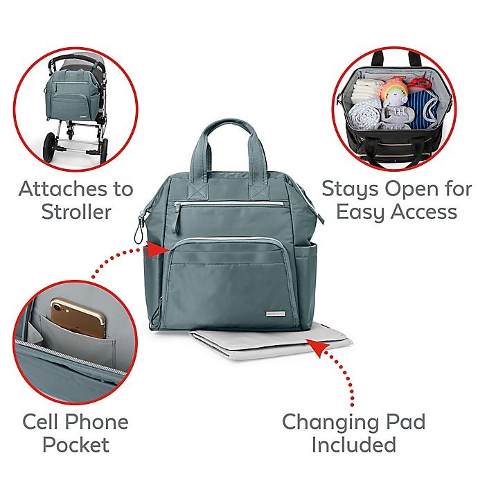 slide 5 of 8, Skip Hop SKIP*HOP Mainframe Wide Open Diaper Backpack - Silver, 1 ct