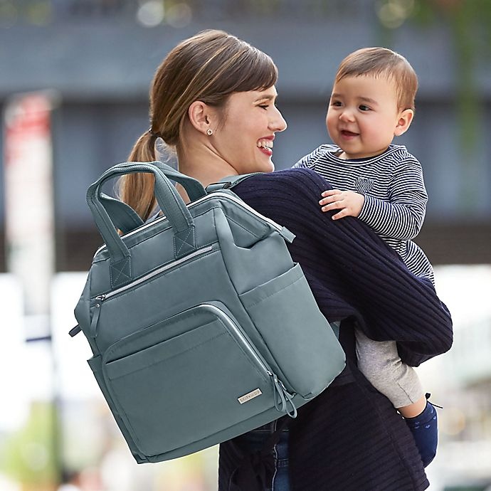 slide 6 of 8, Skip Hop SKIP*HOP Mainframe Wide Open Diaper Backpack - Silver, 1 ct