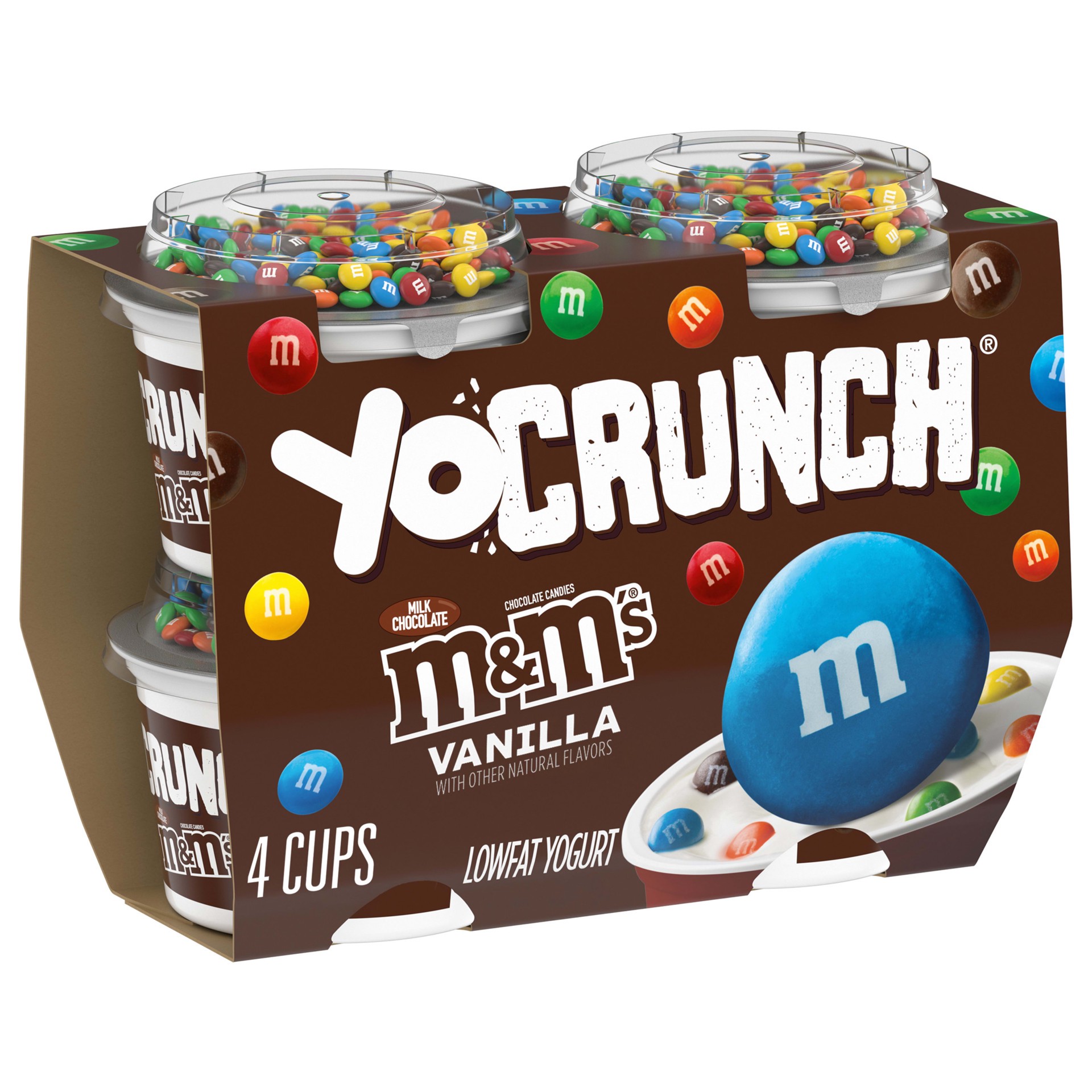 slide 1 of 5, YoCrunch Low Fat Vanilla Yogurt with M&Ms(R), 4 oz, 4 Pack, 4 oz