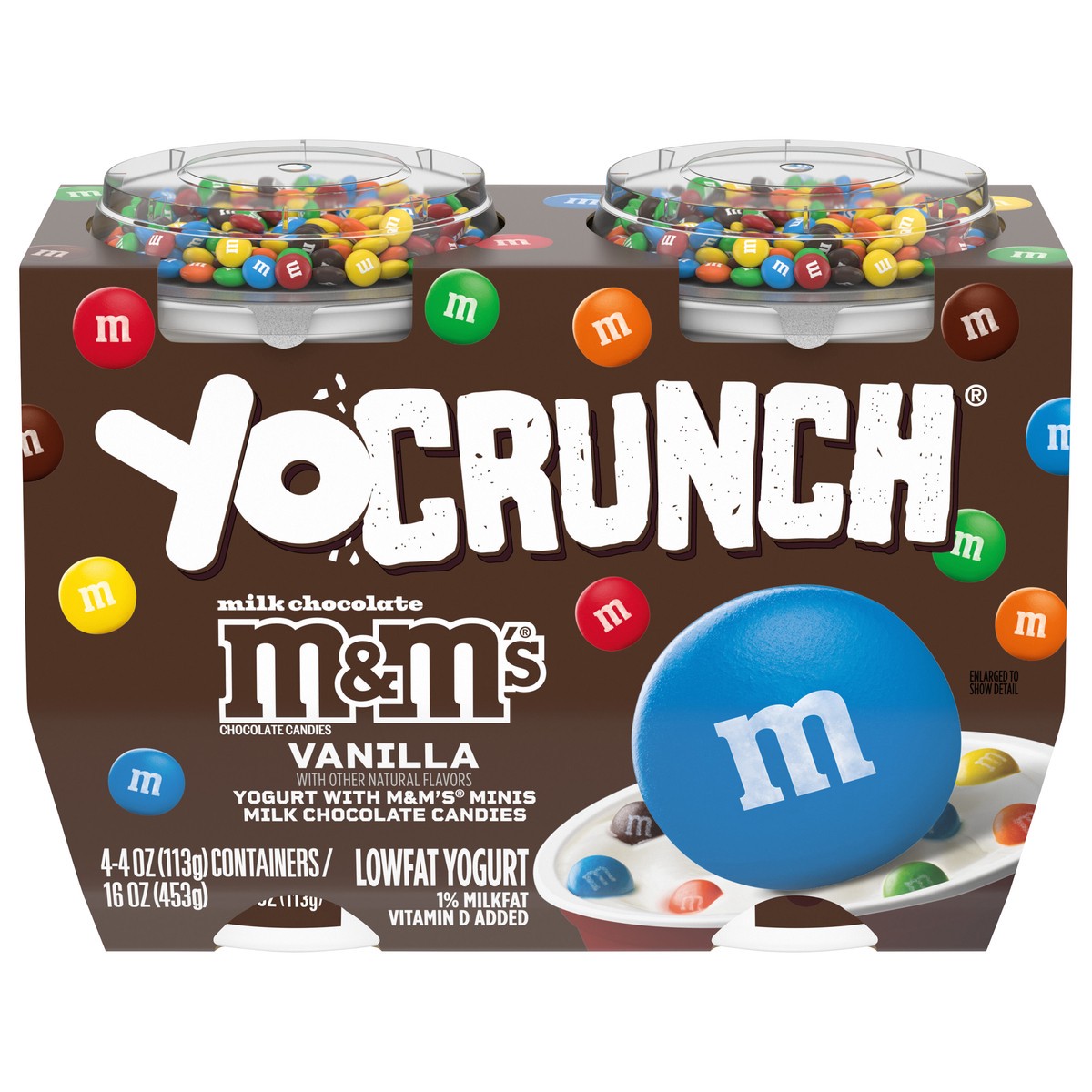 slide 1 of 5, YoCrunch Vanilla Low Fat Yogurt with Mini M&Ms(R), 4 Ct, 4 OZ Yogurt Cups, 4 ct