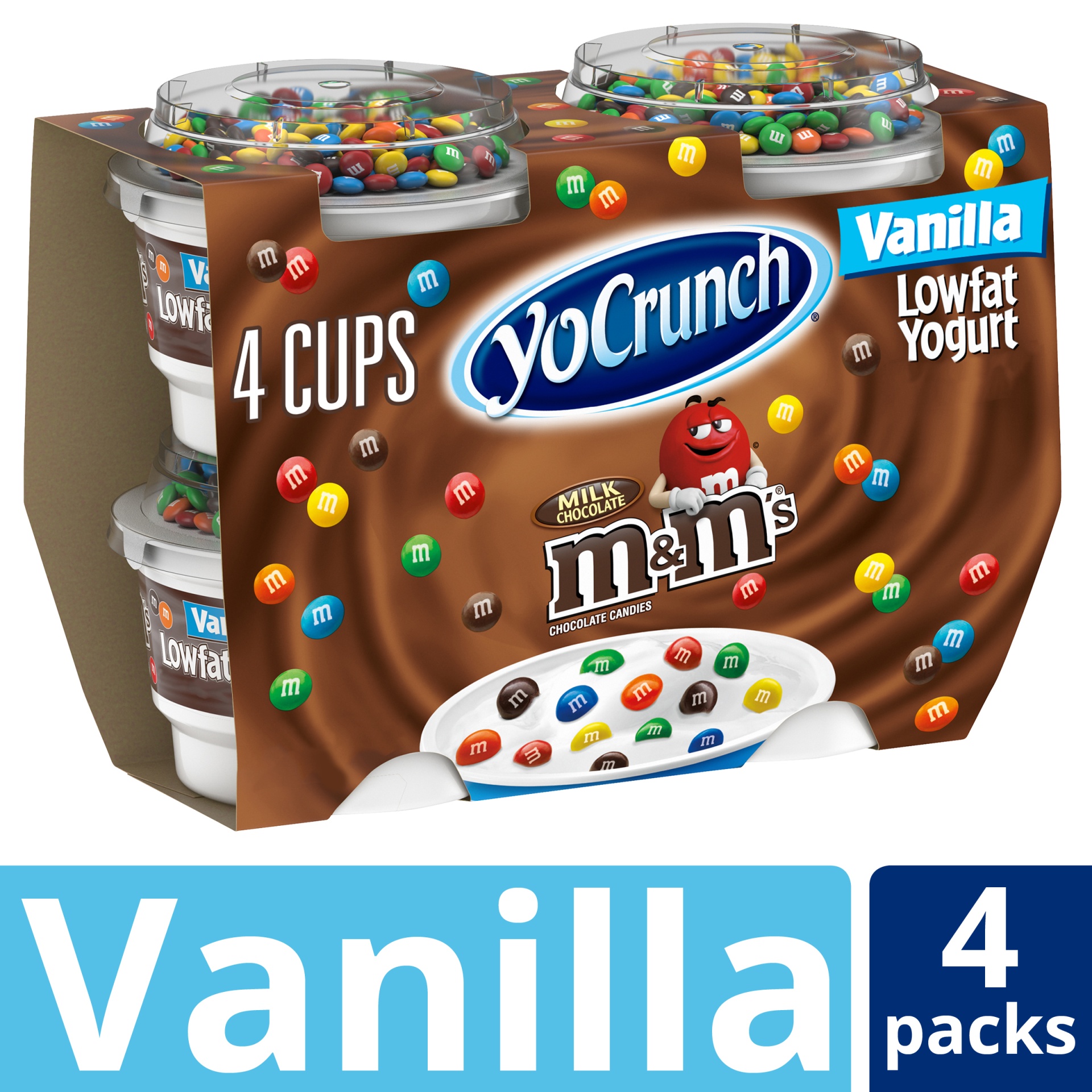 slide 1 of 7, YoCrunch Low Fat Vanilla with M&Ms Yogurt Cups, 4 oz