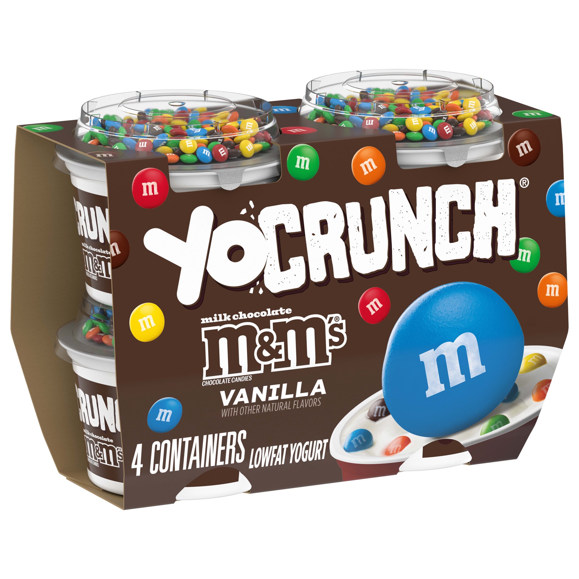 slide 1 of 5, YoCrunch Low Fat Vanilla Yogurt with M&Ms(R), 4 oz, 4 Pack, 4 oz