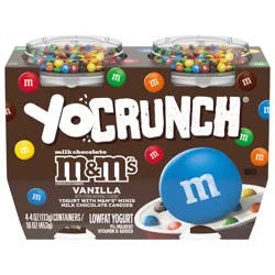 YoCrunch Vanilla Low Fat Yogurt with Mini M&Ms(R), 4 Ct, 4 OZ Yogurt Cups