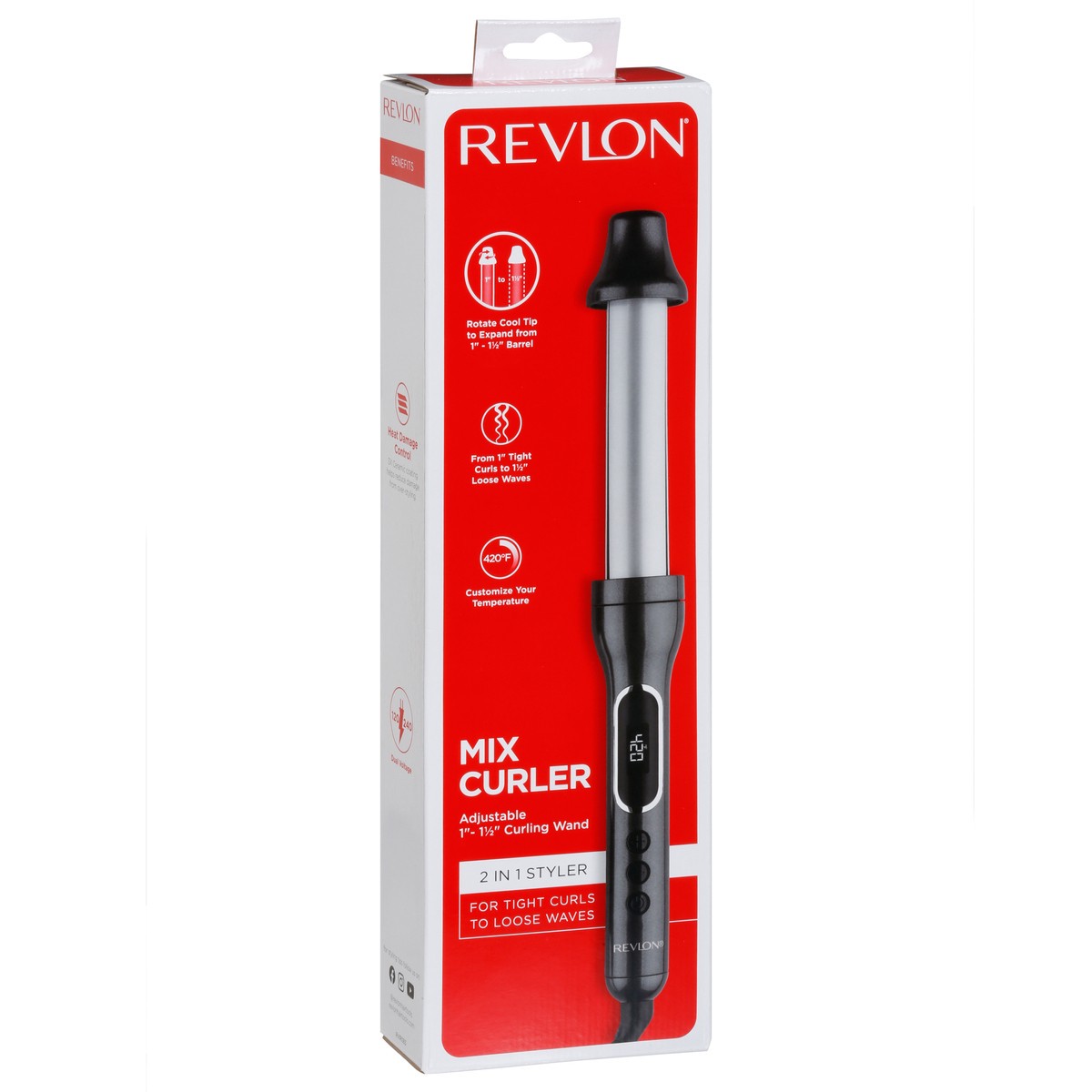 slide 2 of 9, Revlon Mix Curler 2 in 1 Styler Adjustable Curling Wand 1 ea, 1 ct