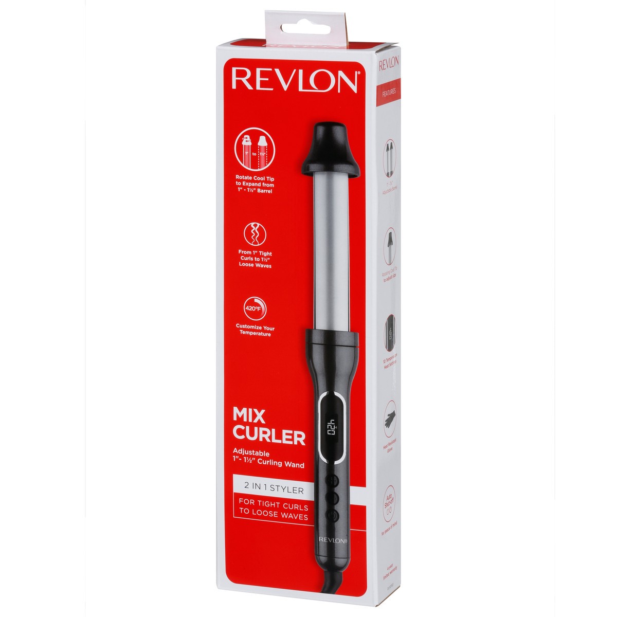 slide 3 of 9, Revlon Mix Curler 2 in 1 Styler Adjustable Curling Wand 1 ea, 1 ct
