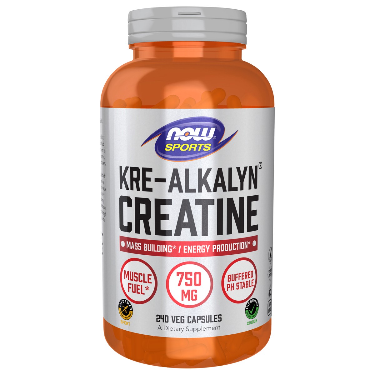 slide 1 of 5, NOW Kre-Alkalyn Creatine - 240 Veg Capsules, 240 ct