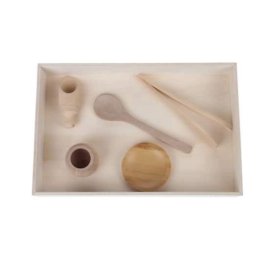 slide 1 of 4, Wood Tray & Kitchen Set By Creatology, 8 in x 1.77 in