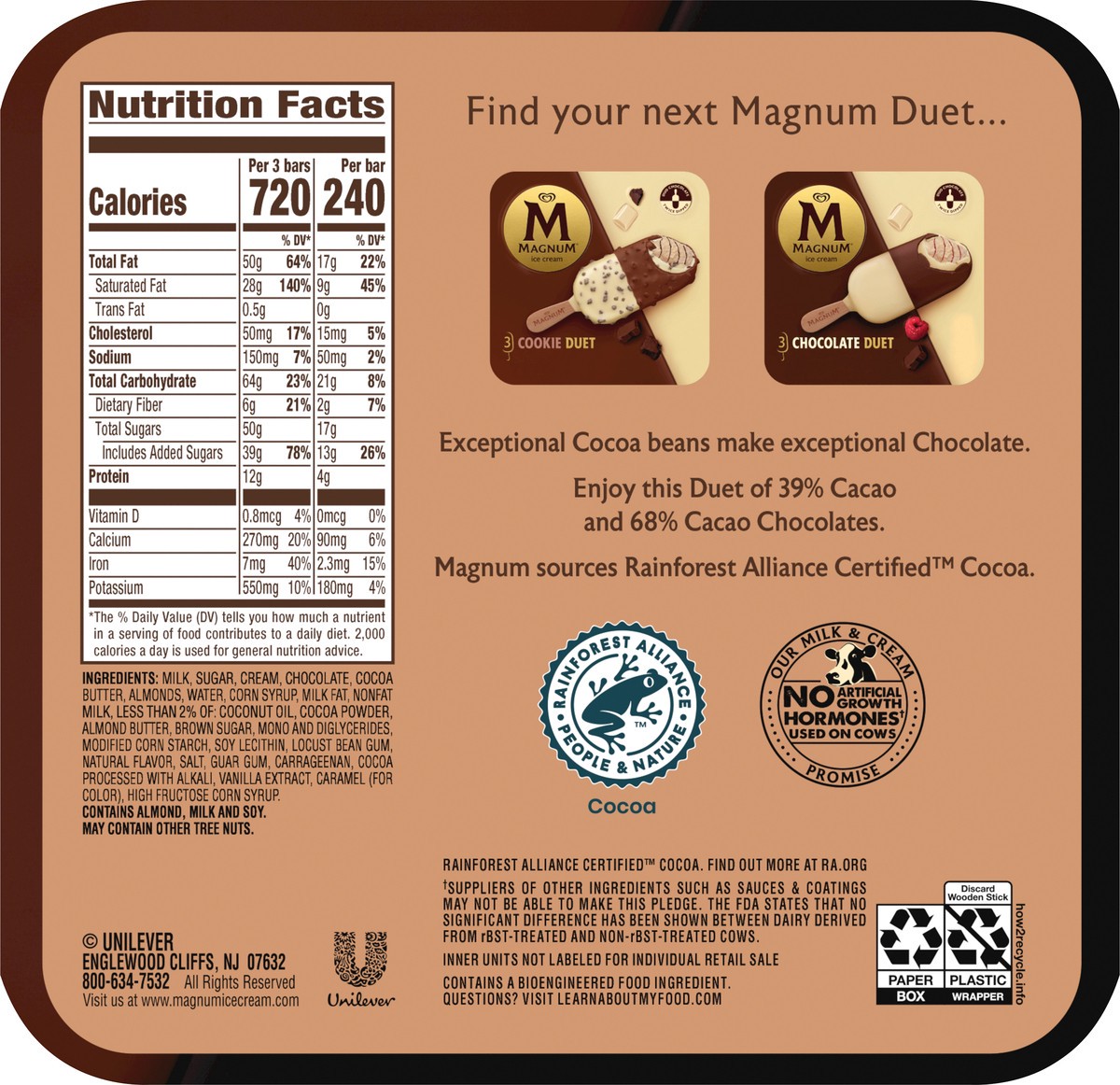 slide 5 of 8, Magnum Ice Cream Bars Almond Duet, 3 ct, 3 ct