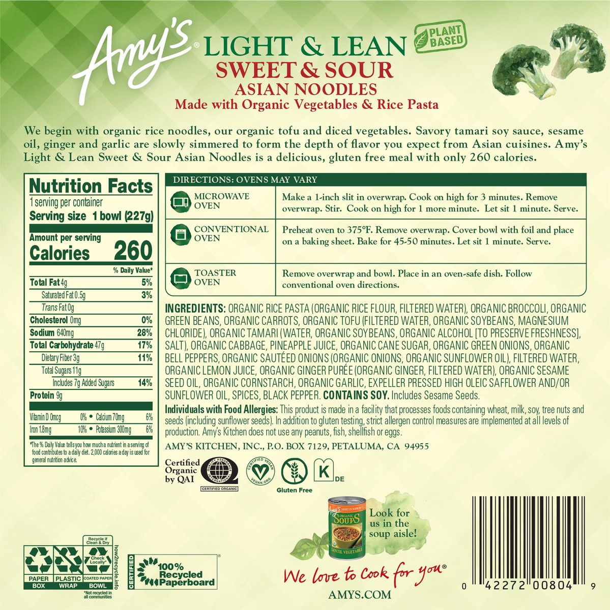 slide 4 of 8, Amy's Amys Asian Noodle Sweet & Sour Light & Lean, 8 oz