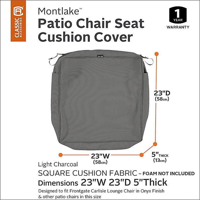 slide 3 of 11, Classic Accessories Montlake FadeSafe Lounge Seat Cushion Slip Cover - Charcoal, 23 in