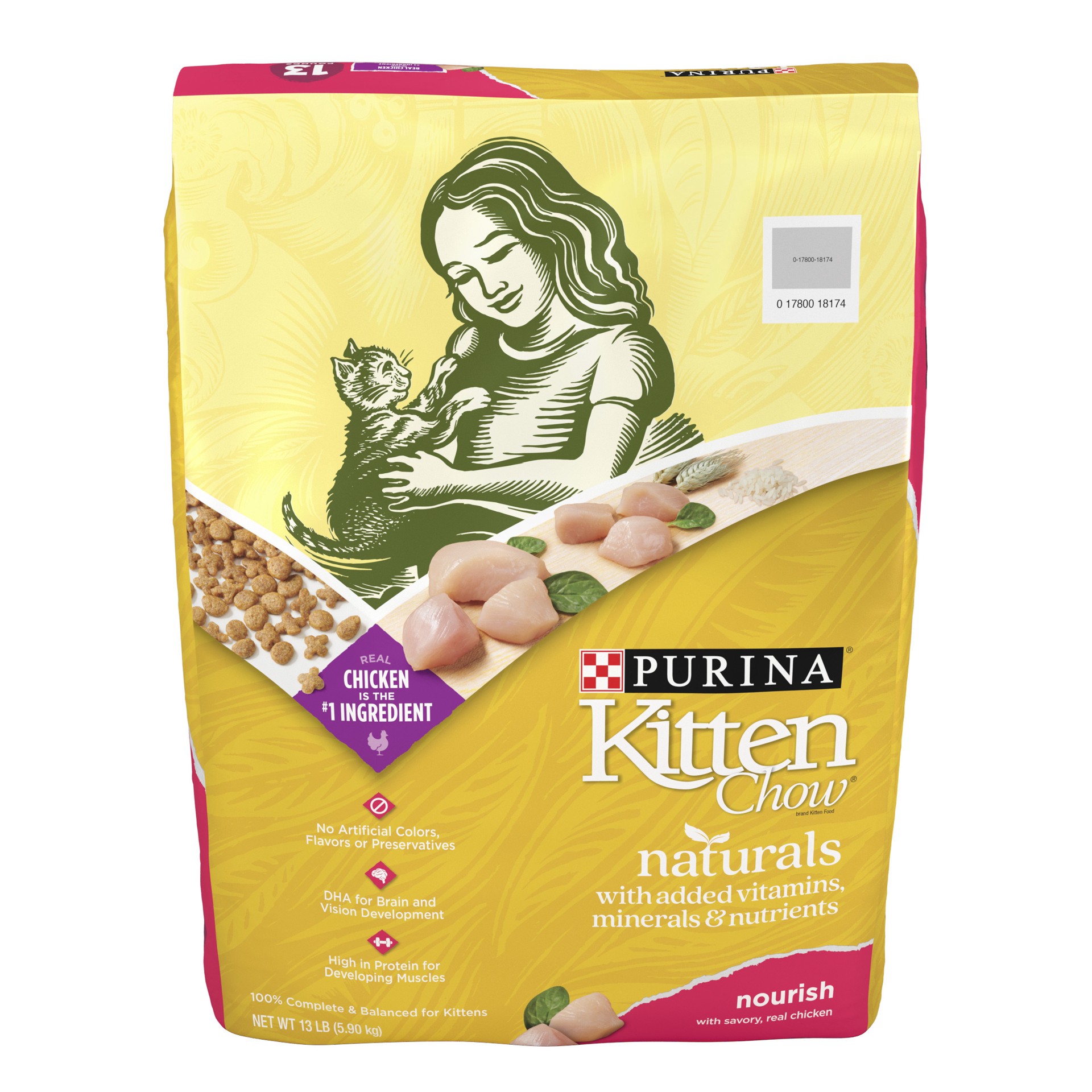 slide 1 of 9, Kitten Chow Purina Kitten Chow High Protein Cat Food Naturals With Added Vitamins, Minerals and Nutrients, 13 lb