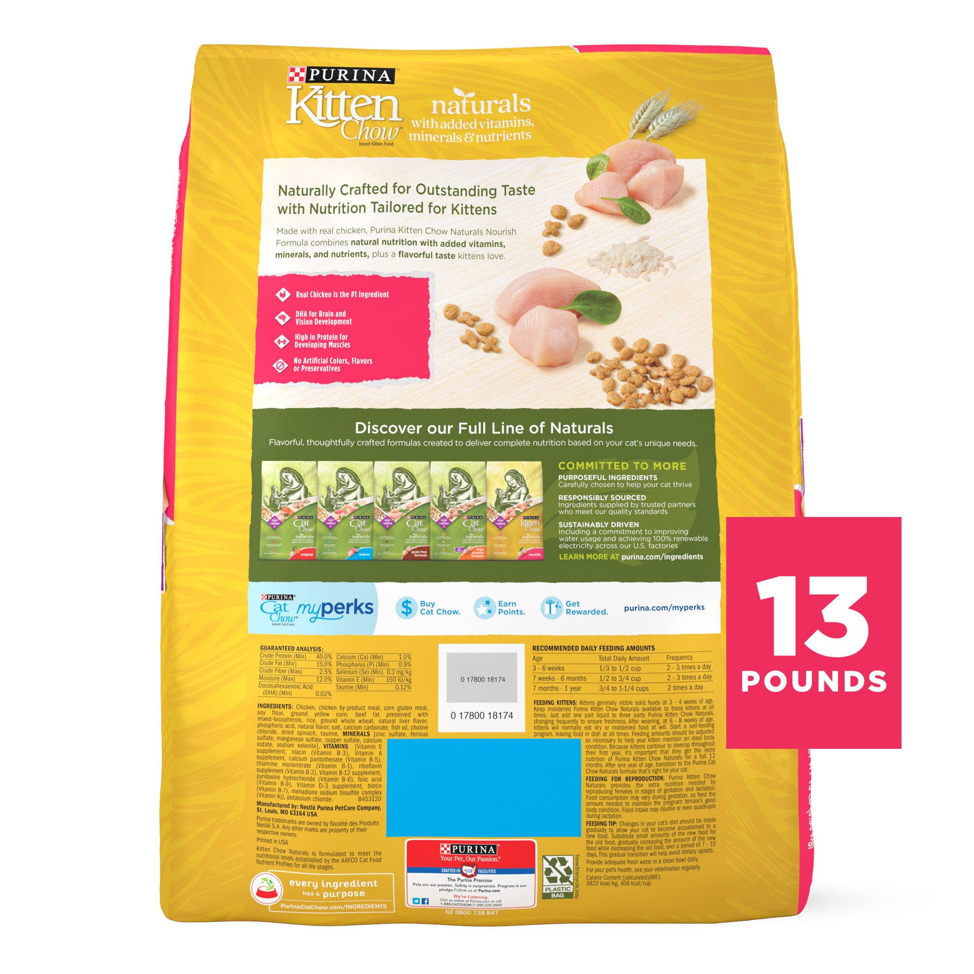 slide 7 of 9, Kitten Chow Purina Kitten Chow High Protein Cat Food Naturals With Added Vitamins, Minerals and Nutrients, 13 lb