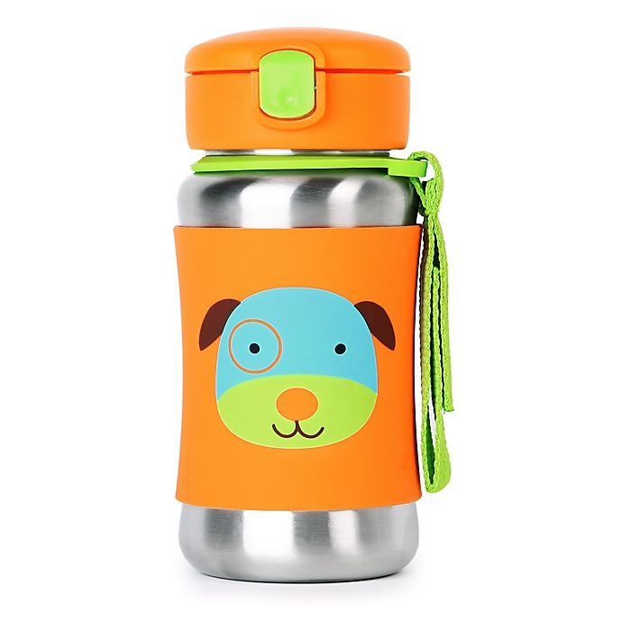 slide 1 of 5, Skip Hop Zoo Stainless Steel Straw Bottle - Dog, 1 ct