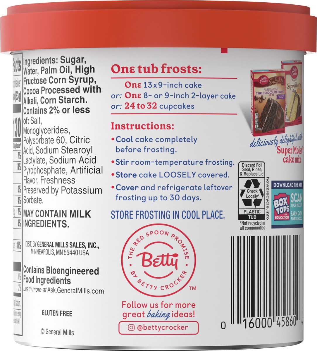 slide 11 of 13, Betty Crocker Gluten Free Dark Chocolate Frosting, 16 oz, 16 oz