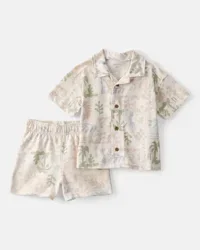 Carters Baby Boy 2-Piece Palm Tree Tropical Top & Short Set - Cream Cream 18M