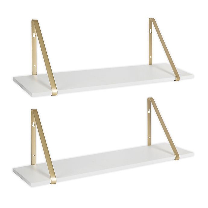 slide 1 of 4, Kate & Laurel Soloman Accent Shelves - White/Gold, 2 ct