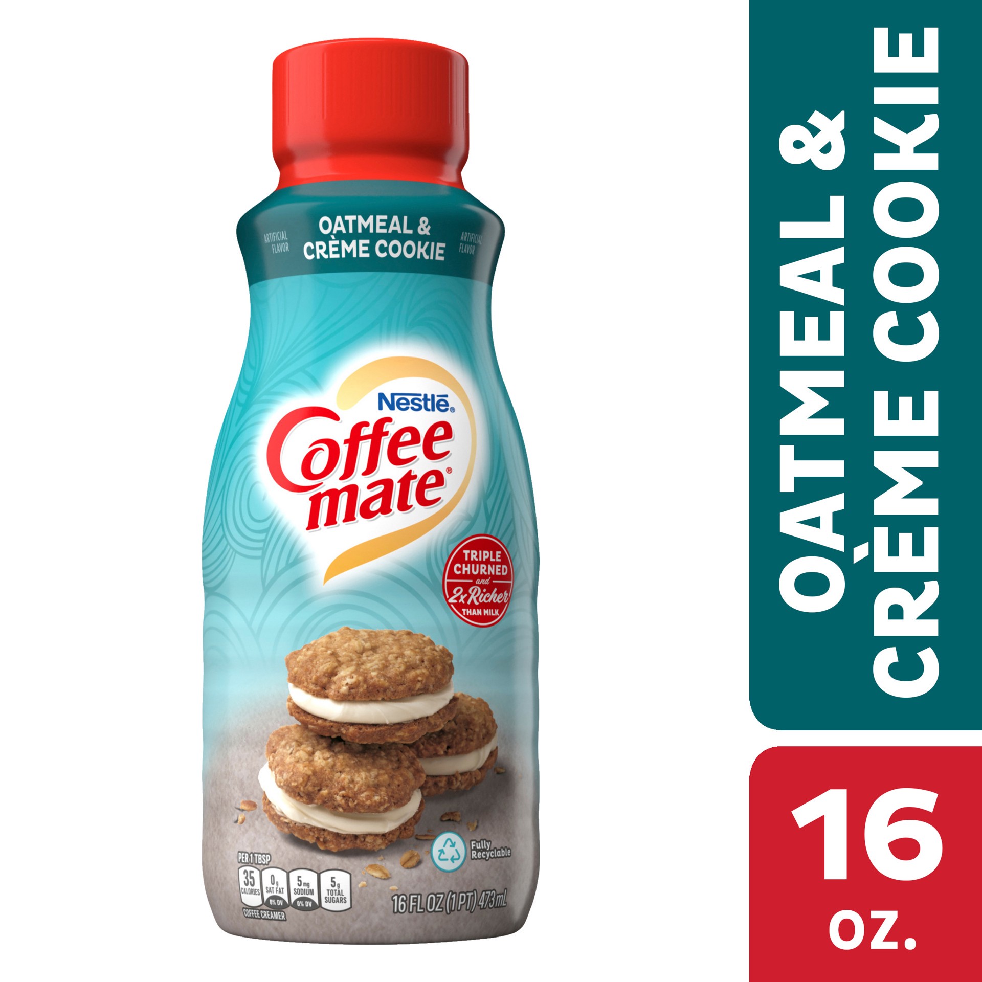 slide 1 of 9, Coffee mate Nestle Coffee mate Oatmeal and Creme Cookie Liquid Coffee Creamer, 16 Fl Oz, 16 oz