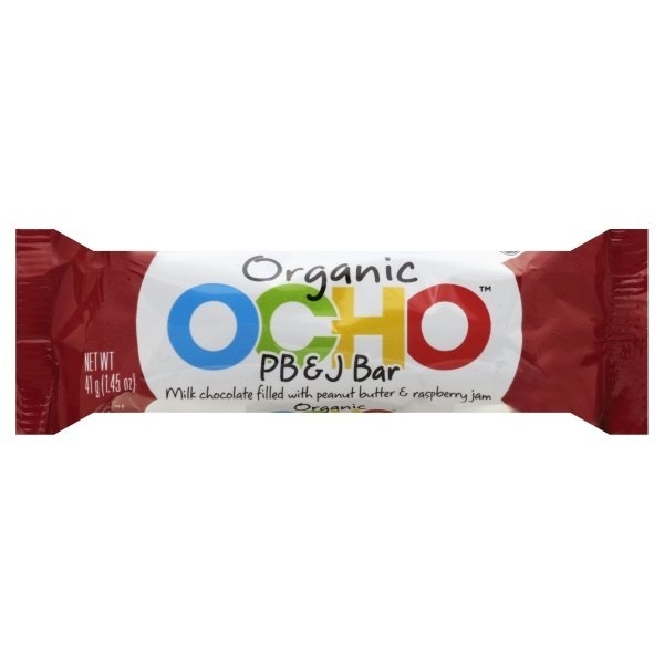 slide 1 of 1, OCHO Organic Pb&J Bar Milk Chocolate Filled with Peanut Butter & Raspberry Jam, 1.45 oz