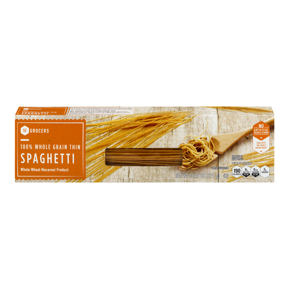 slide 1 of 1, SE Grocers Spaghetti 100% Whole Grain Thin, 13.2 oz