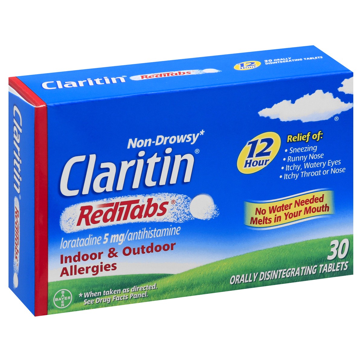 slide 2 of 9, Claritin RediTabs Non-Drowsy 5 mg Tablets Indoor & Outdoor Allergies 30 ea, 30 ct