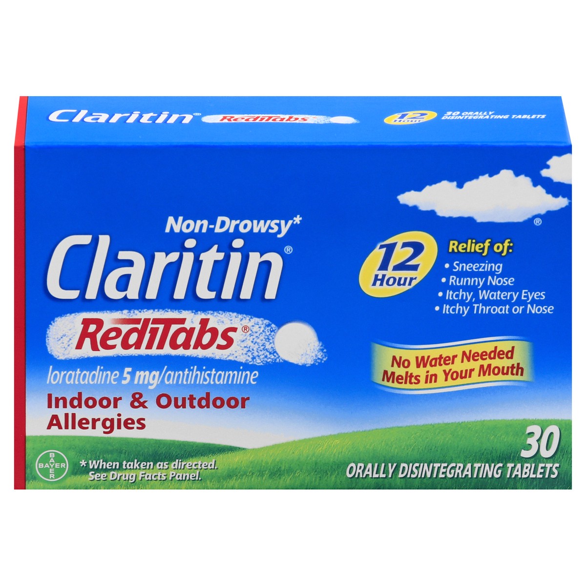 slide 1 of 9, Claritin RediTabs Non-Drowsy 5 mg Tablets Indoor & Outdoor Allergies 30 ea, 30 ct