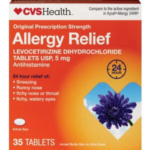slide 1 of 1, Cvs Health 24Hr Allergy Relief Levocetirizine Dihydrochloride Tablets, 35 Ct, 35 ct; 5 mg