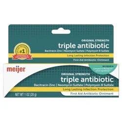 Meijer First Aid Triple Antibiotic Ointment, Treats Minor Cuts, Scrapes and Burns