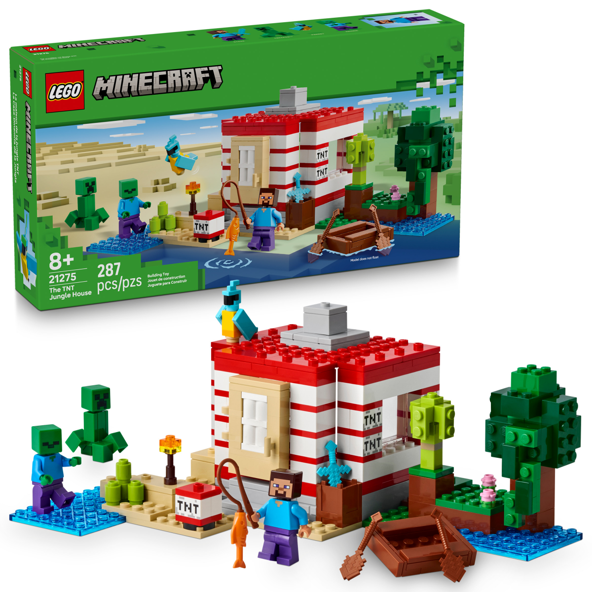 slide 1 of 6, LEGO Minecraft The TNT Jungle House Building Set 21275, 1 ct