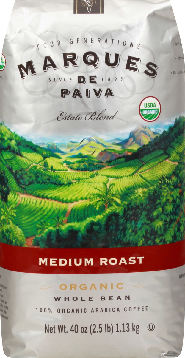 slide 5 of 9, Marques de Paiva Organic Medium Roast Whole Bean Coffee - 40 oz, 40 oz